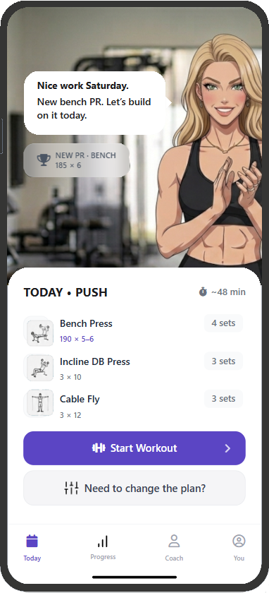 FitMuse trainer app on iPhone